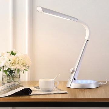 Milton 19" Aluminum Contemporary Minimalist Adjustable Head Dimmable USB Charging LED Task Lamp - JONATHAN Y